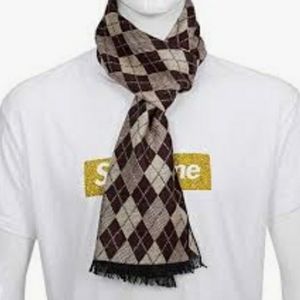 Warm Unisex 12" x 67" SCARF Beige Plaid